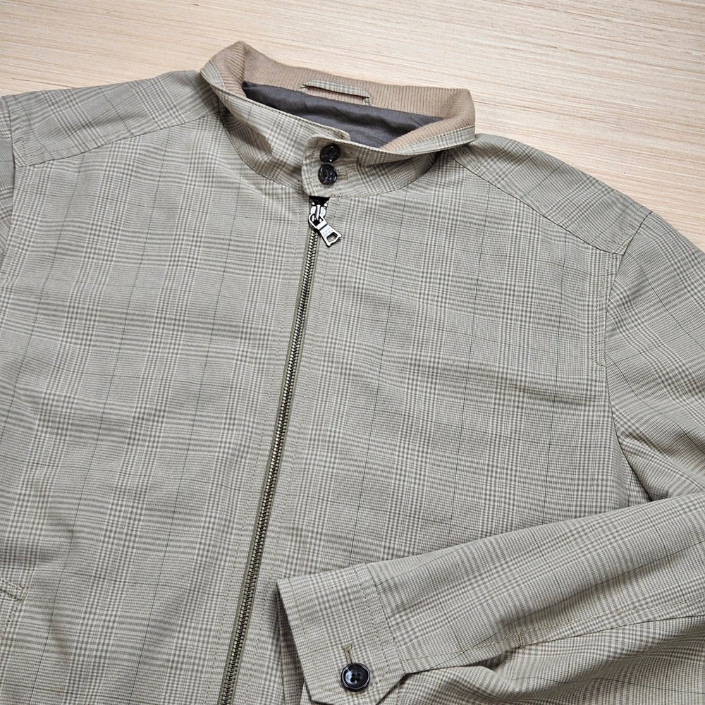 Y2K Banana Republic Swing Jacket Mens L Tan Plaid Lightweight Grandpacore 540054
